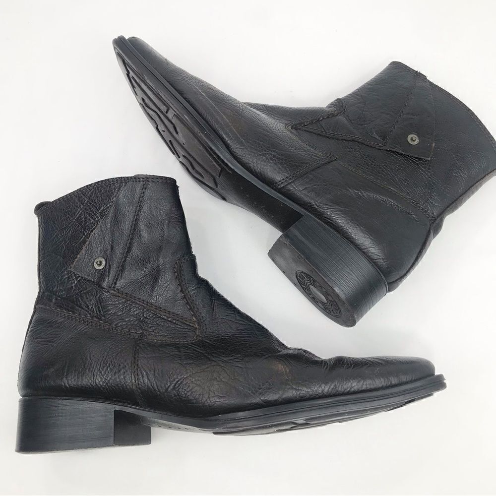 Ferrato Brown Leather Western Style Ankle Boots